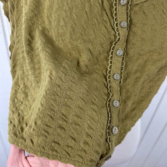 Urban Outfitters Women Short Sleeve Pointelle Tshirt Top Oversized Green Small - Picture 3 of 7